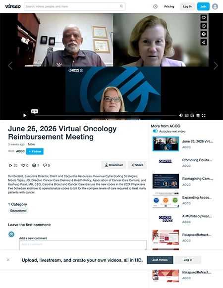 ACCC 2024 Virtual Oncology Reimbursement Meeting