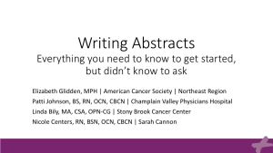 AONN+ Writing an Abstract